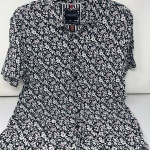 Denim & Flower Black and White Floral Button Down Shirt